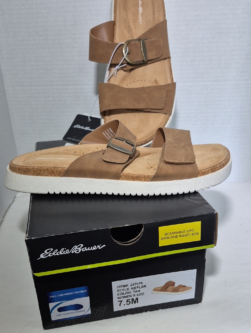 Womens Eddie Bauer Brown Kepler Slide Sandals with Buckle Straps 7.5